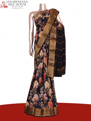 Pure Floral Zari Crepe Silk Saree